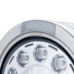 Stainless Bullet Half Moon Headlight 11 LED Bulb & Dual Mode LED Signal - Clear Lens - Image 2