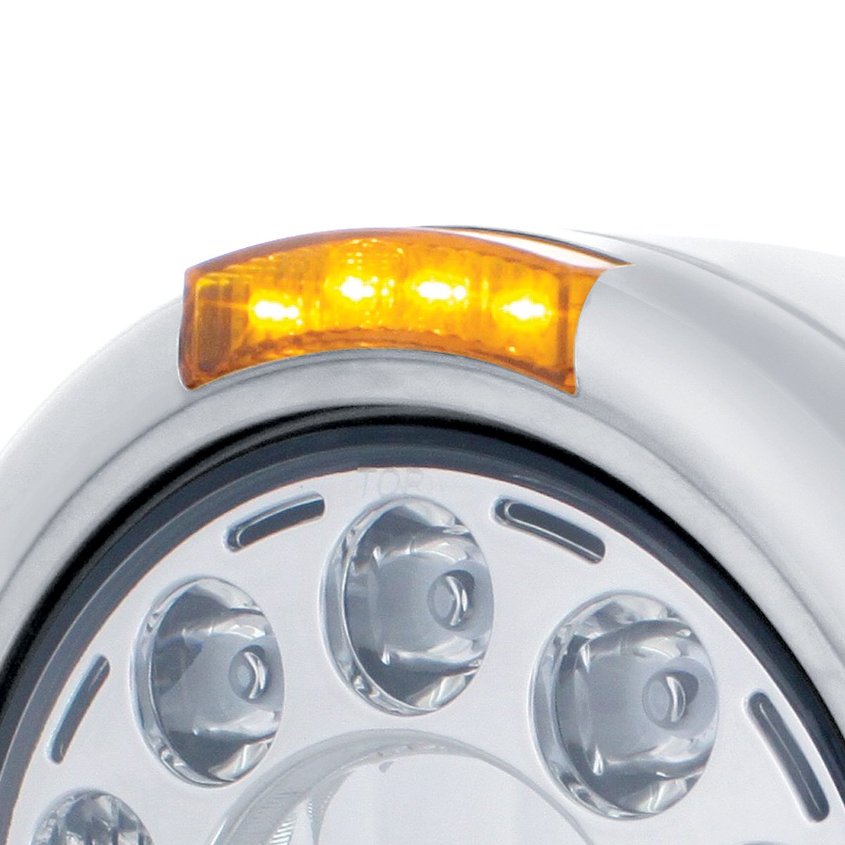 Stainless-Classic-Headlight-11-LED-Bulb-Dual-Mode-LED-Signal-Amber-Lens-1 Stainless Classic Headlight 11 LED Bulb & Dual Mode LED Signal - Amber Lens - Image 2