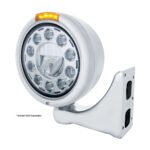 Stainless Classic Headlight 11 LED Bulb & Dual Mode LED Signal - Amber Lens - Image 3
