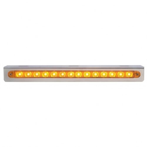 Stainless Light Bracket With 14 LED 12" Sequential Light Bar (Left to Right) - Amber LED/Amber Lens