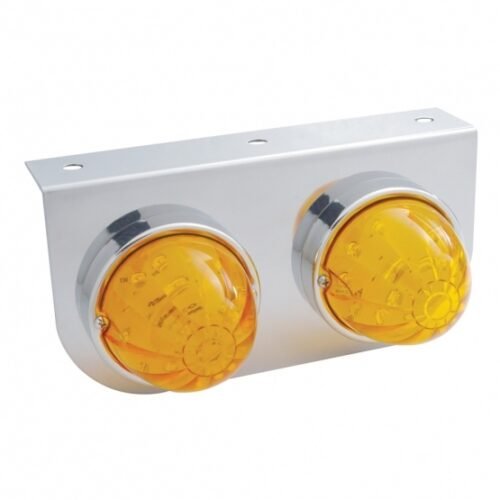 Stainless Light Bracket With 2X 17 LED Watermelon Lights - Amber LED/Amber Lens