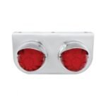 Stainless Light Bracket With 2X 17 LED Watermelon Lights & Visors - Red LED/Red Lens
