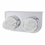 Stainless Light Bracket With 2X 19 LED Beehive Lights - Amber LED/Clear Lens