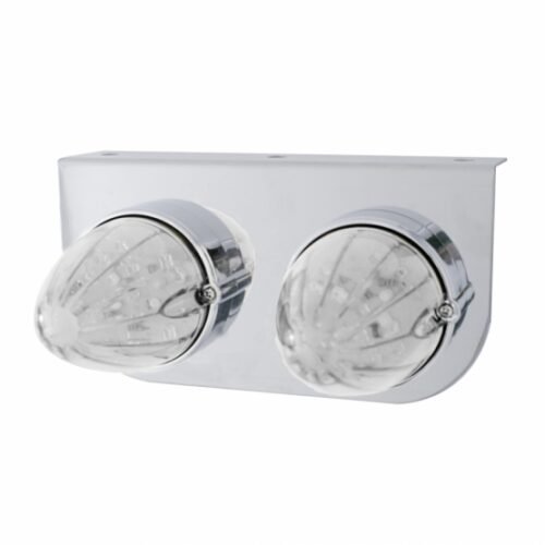 Stainless Light Bracket With 2X 19 LED Watermelon Lights - Amber LED/Clear Lens