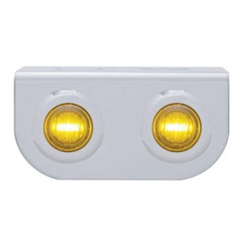 Stainless Light Bracket With 2X 3 LED 3/4" Mini Lights - Amber LED/Amber Lens