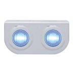Stainless Light Bracket With 2X 3 LED 3/4" Mini Lights - Blue LED/Clear Lens
