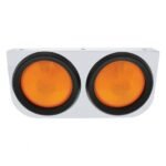 Stainless Light Bracket With 2X 4" Lights & Grommets - Amber Lens