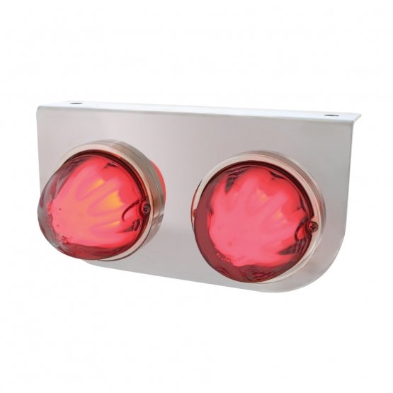 Stainless-Light-Bracket-With-2X-9-LED-Dual-Function-Watermelon-GloLight-Red-LEDClear-Lens Stainless Light Bracket With 2X 9 LED Dual Function Watermelon GloLight - Red LED/Clear Lens - Image 1
