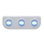 Stainless Light Bracket With 3X 3 LED 3/4" Mini Lights - Blue LED/Clear Lens