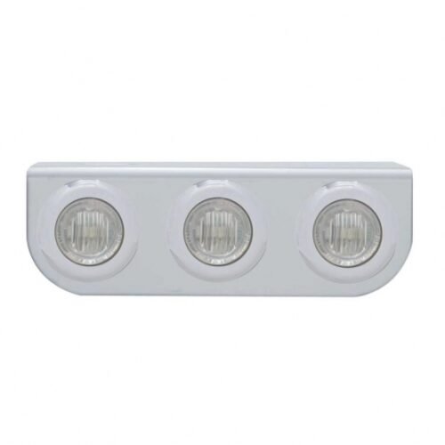 Stainless Light Bracket With 3X 3 LED 3/4" Mini Lights - Red LED/Clear Lens
