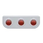 Stainless Light Bracket With 3X 3 LED 3/4" Mini Lights - Red LED/Red Lens