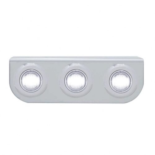 Stainless Light Bracket With 3X 3 LED 3/4" Mini Lights - White LED/Clear Lens