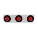 Stainless Light Bracket With Three 2-1/2" Beehive Lights & Grommets - Red Lens
