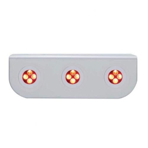 Stainless Light Bracket With Three 4 LED Fastener Lights - Red LED/Clear Lens