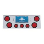 Stainless Rear Center Panel With 4X 4" Lights & 3X 2-1/2" Beehive Lights & Grommets