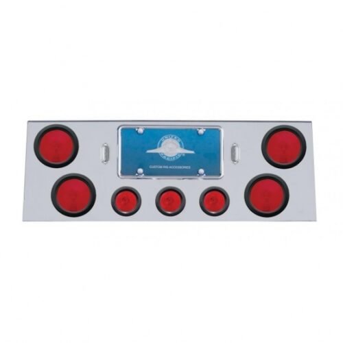 Stainless Rear Center Panel With 4X 4" Lights & 3X 2-1/2" Flat Lights & Grommets