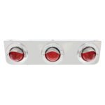 Stainless Steel Bracket With 3 Red Beehive Clearance Lights & Visor Bezels