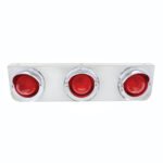 Stainless Steel Bracket With 3 Red Lights & Chrome Visor Bezels