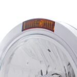 Stainless Steel Bullet Classic Headlight Crystal H4 Bulb & Turn Signal - Amber Lens - Image 3