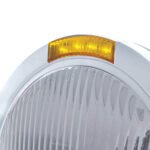 Stainless Steel Bullet Classic Headlight H4 Bulb & LED Turn Signal - Amber Lens - Image 2