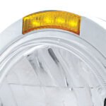 Stainless Steel Bullet Classic Headlight H4 With 10 Amber LED & Dual Mode LED Signal - Amber Lens - Image 2