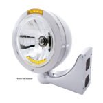 Stainless Steel Bullet Classic Headlight H4 With 10 Amber LED & Dual Mode LED Signal - Amber Lens - Image 4