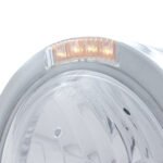 Stainless Steel Bullet Half Moon Headlight Crystal H4 Bulb & LED Turn Signal - Clear Lens - Image 2