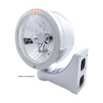Stainless Steel Bullet Half Moon Headlight Crystal H4 Bulb & LED Turn Signal - Clear Lens - Image 4