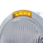 Stainless Steel Bullet Half Moon Headlight H4 Bulb & LED Turn Signal - Amber Lens - Image 2