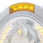 Stainless Steel Bullet Half Moon Headlight H4 With Amber LED & Dual Mode LED Signal-Amber Lens - Image 2