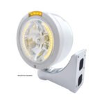 Stainless Steel Bullet Half Moon Headlight H4 With Amber LED & Dual Mode LED Signal-Amber Lens - Image 4