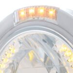 Stainless Steel Bullet Half Moon Headlight H4 With Amber LED & Signal - Clear Lens - Image 2