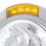 Stainless Steel Bullet Half Moon Headlight H4 With White LED & Dual Mode LED Signal-Amber Lens - Image 2
