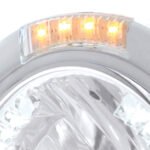 Stainless Steel Bullet Half Moon Headlight H4 With White LED & Dual Mode LED Signal-Clear Lens - Image 2