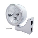 Stainless Steel Classic Half Moon Headlight Crystal H4 Bulb & LED Turn Signal - Clear Lens - Image 3