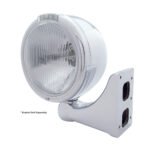 Stainless Steel Classic Half Moon Headlight H4 Bulb & LED Turn Signal - Clear Lens - Image 3