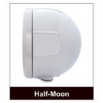 Stainless Steel Classic Half Moon Headlight H4 Bulb & LED Turn Signal - Clear Lens - Image 5