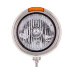 Stainless Steel Classic Headlight Crystal H4 Bulb & LED Turn Signal - Amber Lens - Image 4