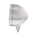 Stainless Steel Classic Headlight Crystal H4 Bulb & LED Turn Signal - Amber Lens - Image 5