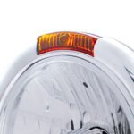 Stainless Steel Classic Headlight Crystal H4 Bulb & Turn Signal - Amber Lens - Image 2