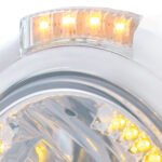 Stainless Steel Classic Headlight H4 With 34 Amber LED & Dual Mode LED Signal - Clear Lens - Image 2