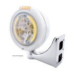 Stainless Steel Classic Headlight H4 With 34 Amber LED & Dual Mode LED Signal - Clear Lens - Image 4