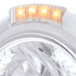 Stainless Steel Classic Headlight H4 With 34 White LED & Dual Mode LED Signal - Clear Lens - Image 2