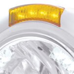 Stainless Steel Classic Headlight H4 With 34 White LED & Signal - Amber Lens - Image 2
