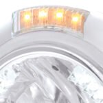 Stainless Steel Classic Headlight H4 With 34 White LED & Signal - Clear Lens - Image 2