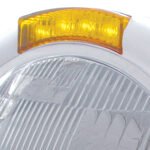 Stainless Steel Classic Headlight H6024 Bulb & LED Turn Signal - Amber Lens - Image 2
