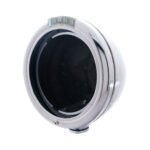 Stainless Steel Classic Headlight No Bulb With LED Turn Signal - Amber LED/Clear Lens