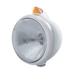 Stainless Steel Guide 682-C Headlight H4 & Original Style LED Signal - Amber Lens