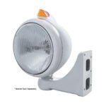Stainless Steel Guide 682-C Headlight H4 & Original Style LED Signal - Amber Lens - Image 3