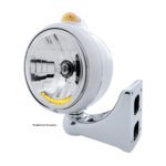 Stainless Steel Guide 682-C Headlight H4 With 6 Amber LED & Dual Mode LED Signal-Amber Lens - Image 4
